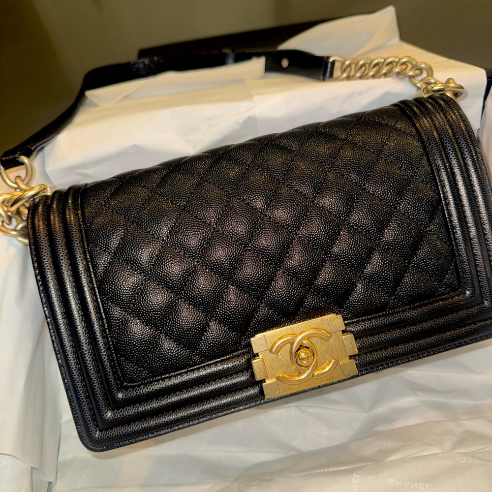 Chanel Boy Bag Medium Black w/Gold Hardware